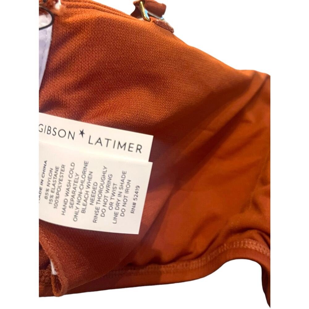 Gibson Latimer Bandeau Grommet Bikini Swim Top | Sz M Copper Orange - Picture 5 of 7